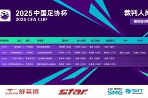 足协杯裁判:甘树然执法英博vs国安 马运坤执法广州豹vs津门虎